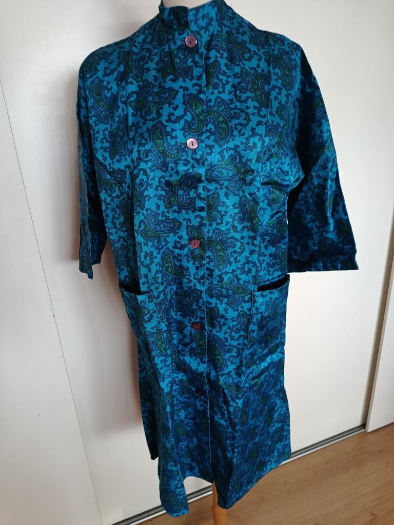 Jurk schort badjas vintage Casimir patroon met 38, Maat 38/40 (M), Blauw, Ophalen of Verzenden, Zo goed als nieuw