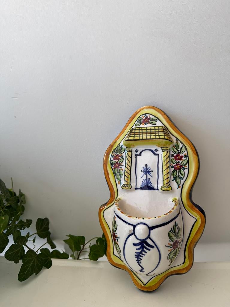 Vintage keramiek wandvaasje, Ophalen of Verzenden