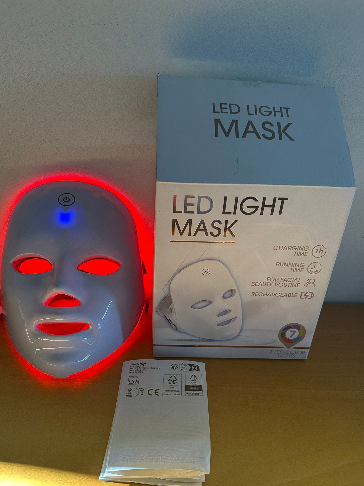 LED Licht Masker - 7 Kleuren Huidverjonging, Ophalen of Verzenden, Nieuw, Gehele gezicht, Verzorging