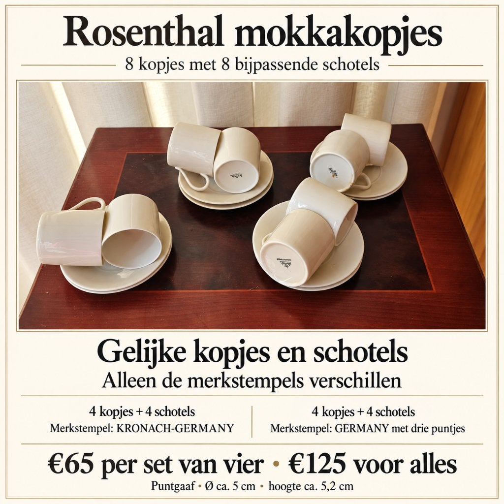 Mokkakopjes uit periode 1930-1956. Crème kleurig., Ophalen of Verzenden