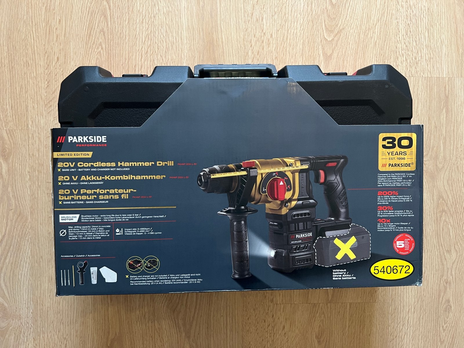Parkside Performance Accu-boorhamer 20V 3J - Limited Edition, 600 watt of meer, Boor- en/of Breekhamer, Nieuw, Ophalen of Verzenden