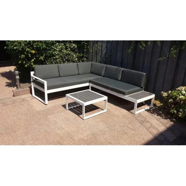 loungeset aluminium wit | 5-persoons hoekset | 192x219 cm |, 5 zitplaatsen, Tulip Outdoor Furniture, Verzenden, Bank