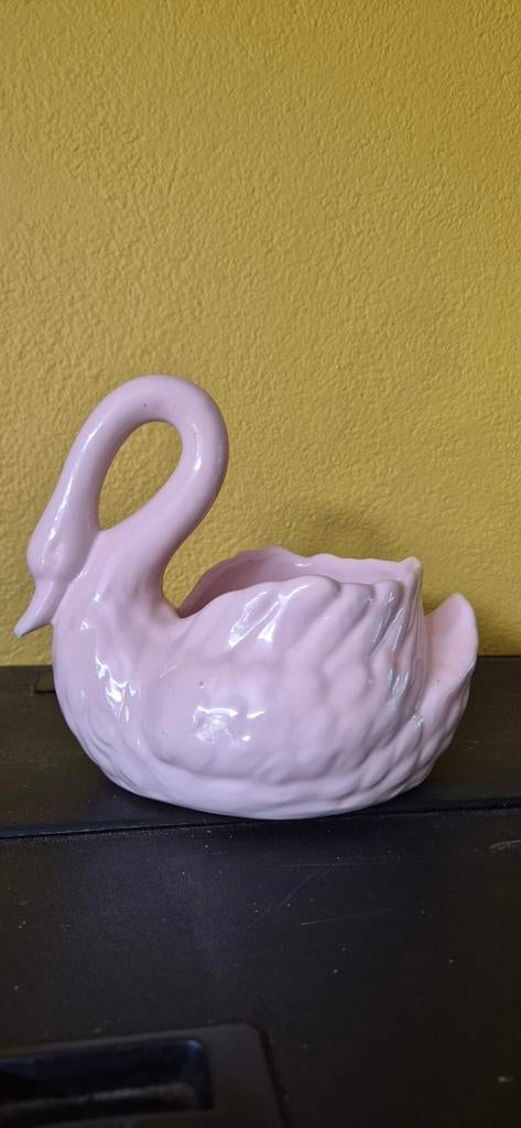 Vintage Roze Zwaan bloempot - 22x17cm, Antiek en Kunst, Ophalen of Verzenden