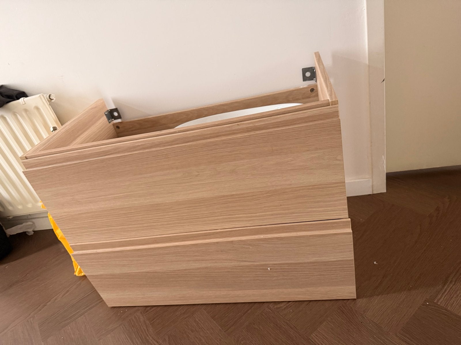 Complete wastafelset: wasbak, kraan, lichte houten onderkast, Ophalen, 50 tot 100 cm, Zo goed als nieuw, Minder dan 100 cm
