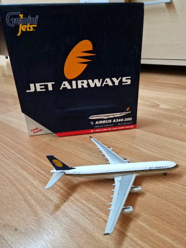 Geminijet 1:400 Jet Airways Airbus A340-300 vliegtuig model!, Ophalen of Verzenden, Zo goed als nieuw, Schaalmodel