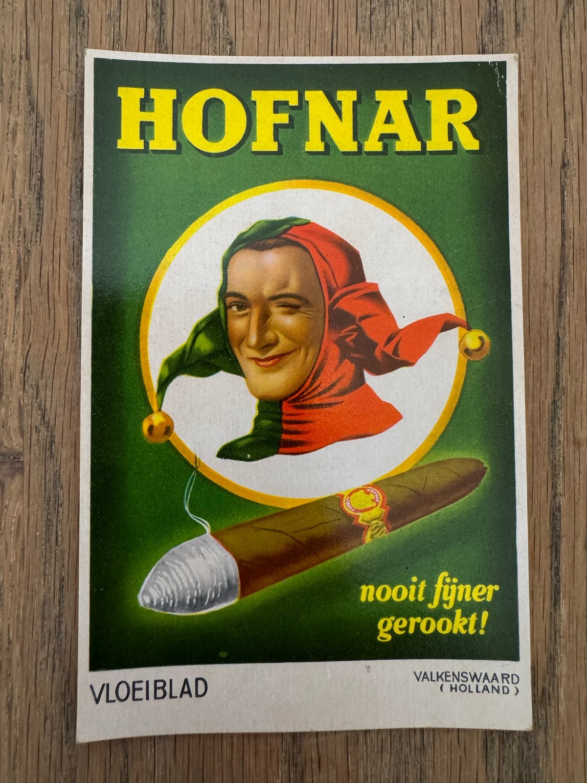 Vintage Hofnar Vloeiblad Reclamekaart - Zeldzaam!, Ophalen of Verzenden, Gebruikt