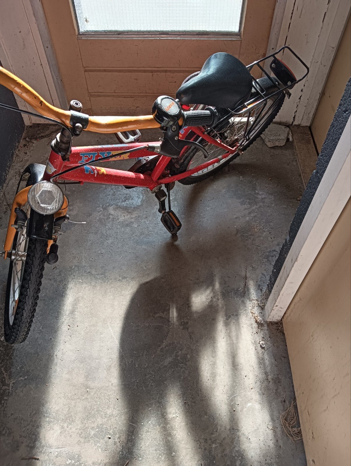 Kinderfiets rood/oranje - Gebruikt, Ophalen of Verzenden, 16 tot 20 inch, Gebruikt, Onbekend