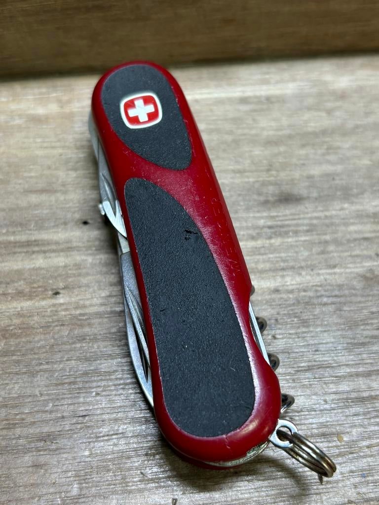 Wenger Evogrip Zwitsers Zakmes - Rood/Zwart, Caravans en Kamperen, Kampeergereedschap, Ophalen of Verzenden, Gebruikt