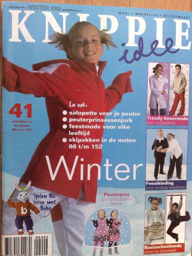 knippie winter 2002 , o.a. patroon voor bobo met kleertjes, Hobby en Vrije tijd, Kledingpatronen, Verzenden, Kind, Knippie