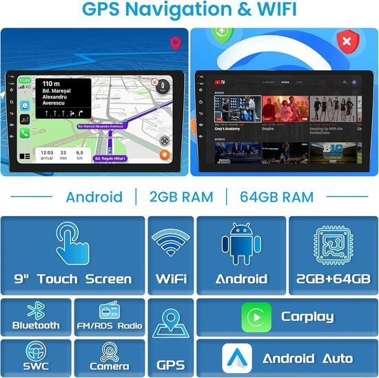 Android 2-DIN Autoradio – Multimedia Systeem, Corvance B.V., Verzenden, Nieuw, Corvancebol@gmail.com