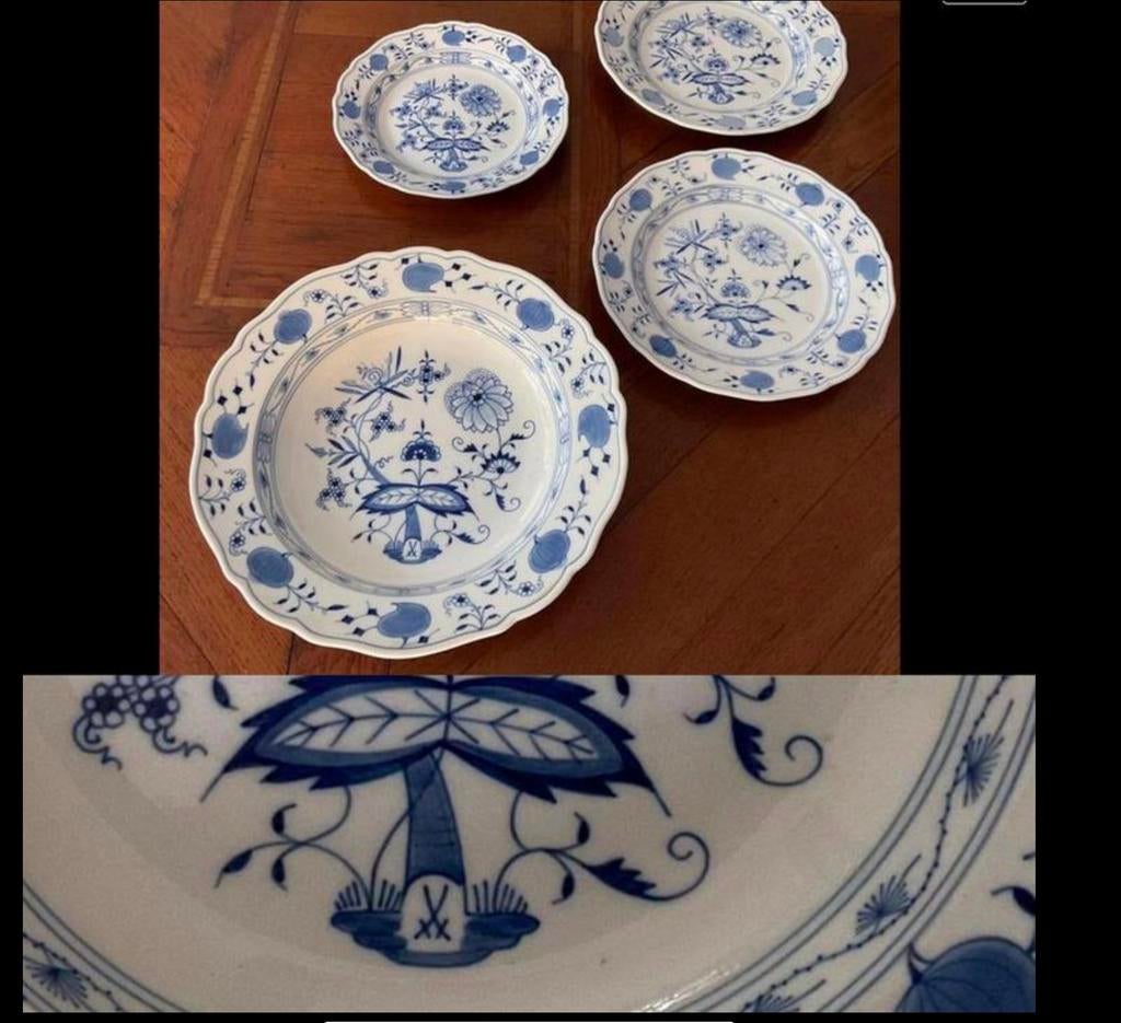 Set Meissen porselein borden schotel schaal met merk., Antiek en Kunst, Antiek | Servies los, Ophalen