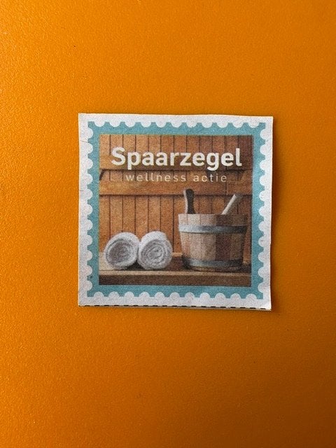 1 zegel voor een ontspannen dagje sauna, Ophalen of Verzenden, Winkel, Super of Benzinepomp, Zegels, Bonnen of Punten