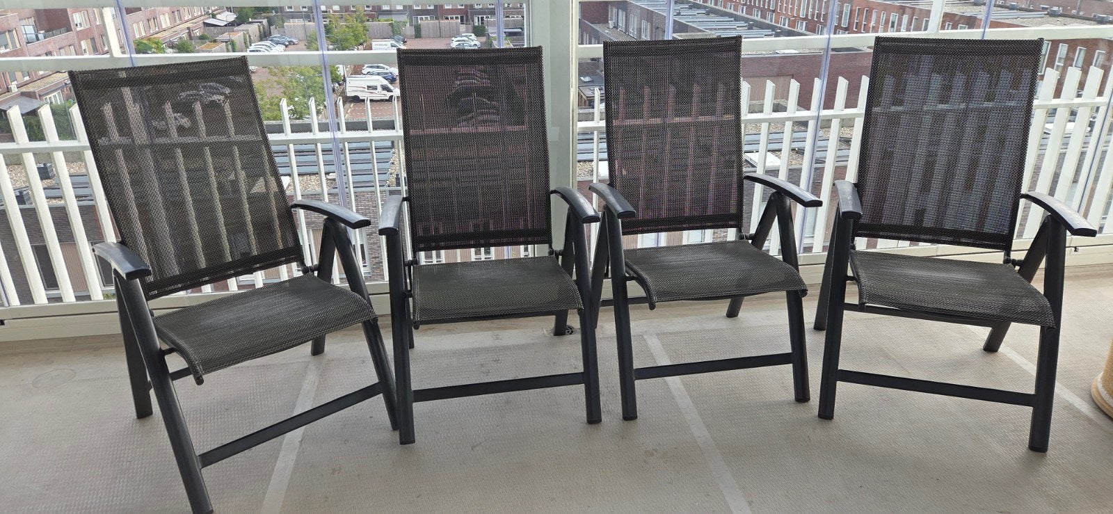 4 Bellagio tuinstoelen antraciet grijs, Ophalen, Gebruikt, Aluminium, Verstelbaar