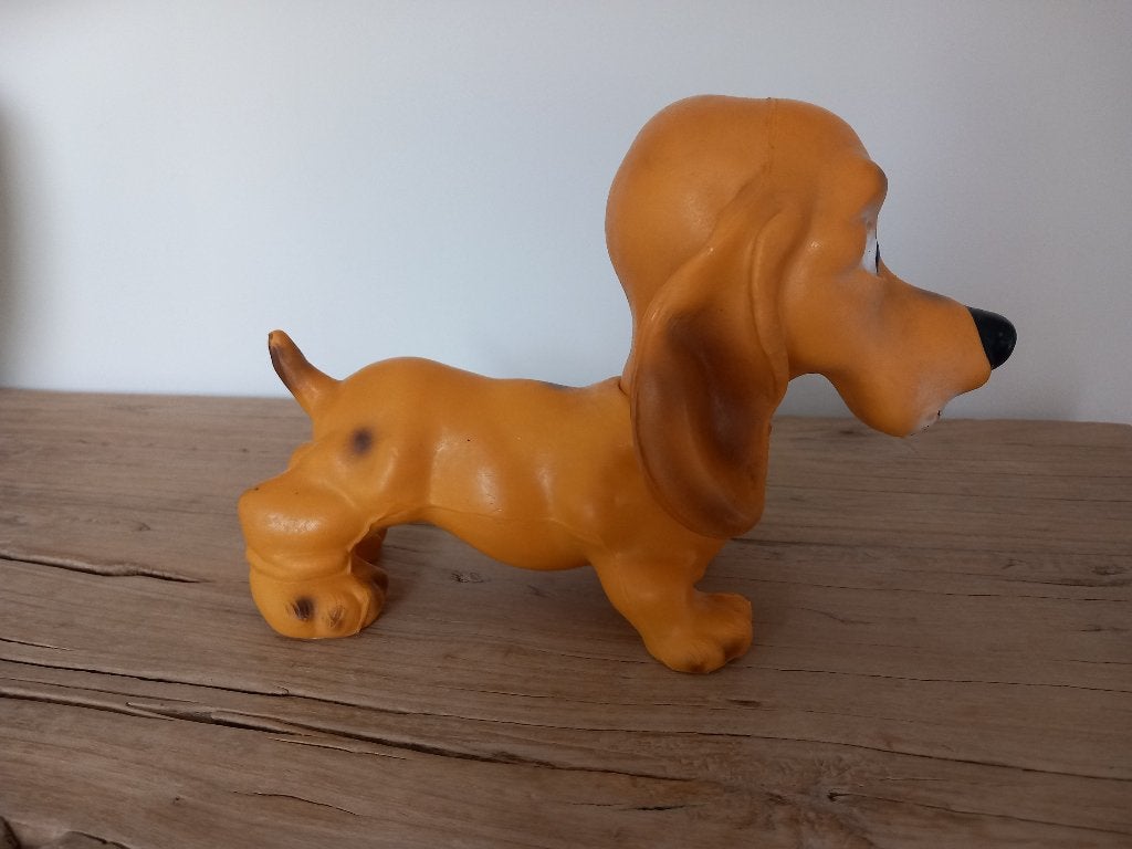 Vintage speelgoed hond teckel  pup art. 133. jaren 60, Ophalen of Verzenden