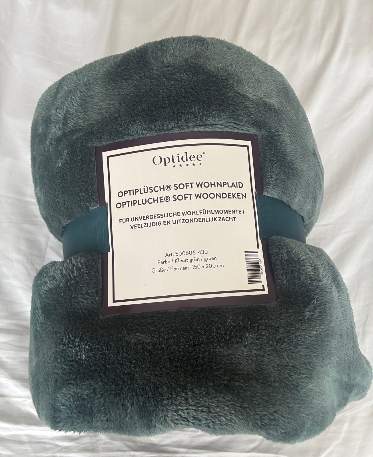 Optidee Optipluche soft dikke luxe zware woondeken groen, Woondeken, Verzenden, 200 cm, Nieuw