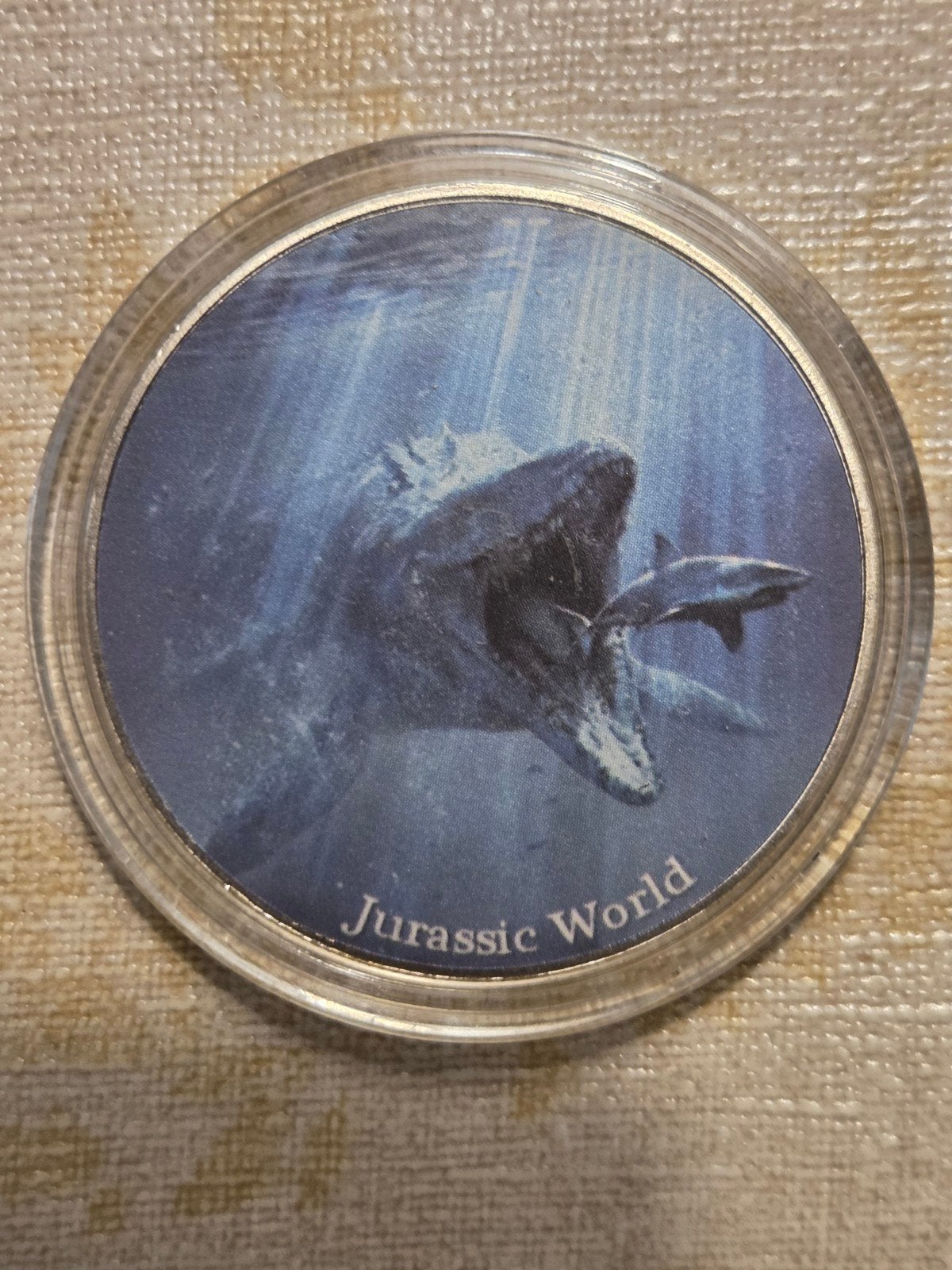 Jurassic World Mosasaurus Munt - Zilveren Herdenkingsmunt, Ophalen of Verzenden, Midden-Oosten, Losse munt