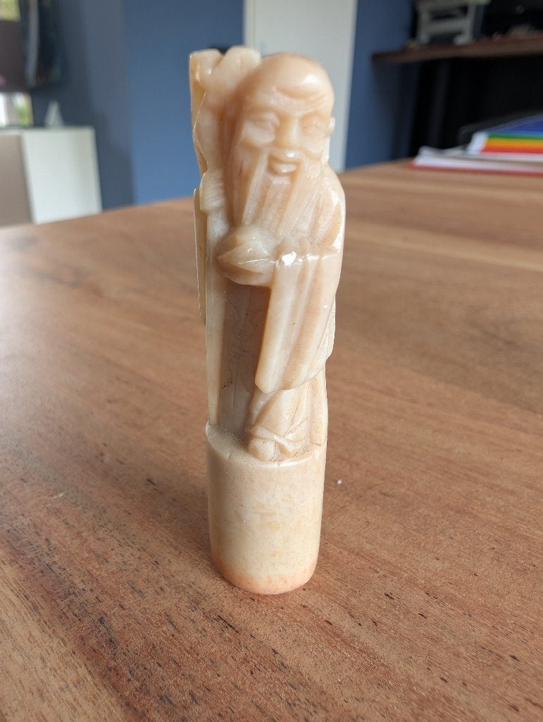 hand gestoken Chinese zegel van Shou Lao, god van lang leven, Ophalen
