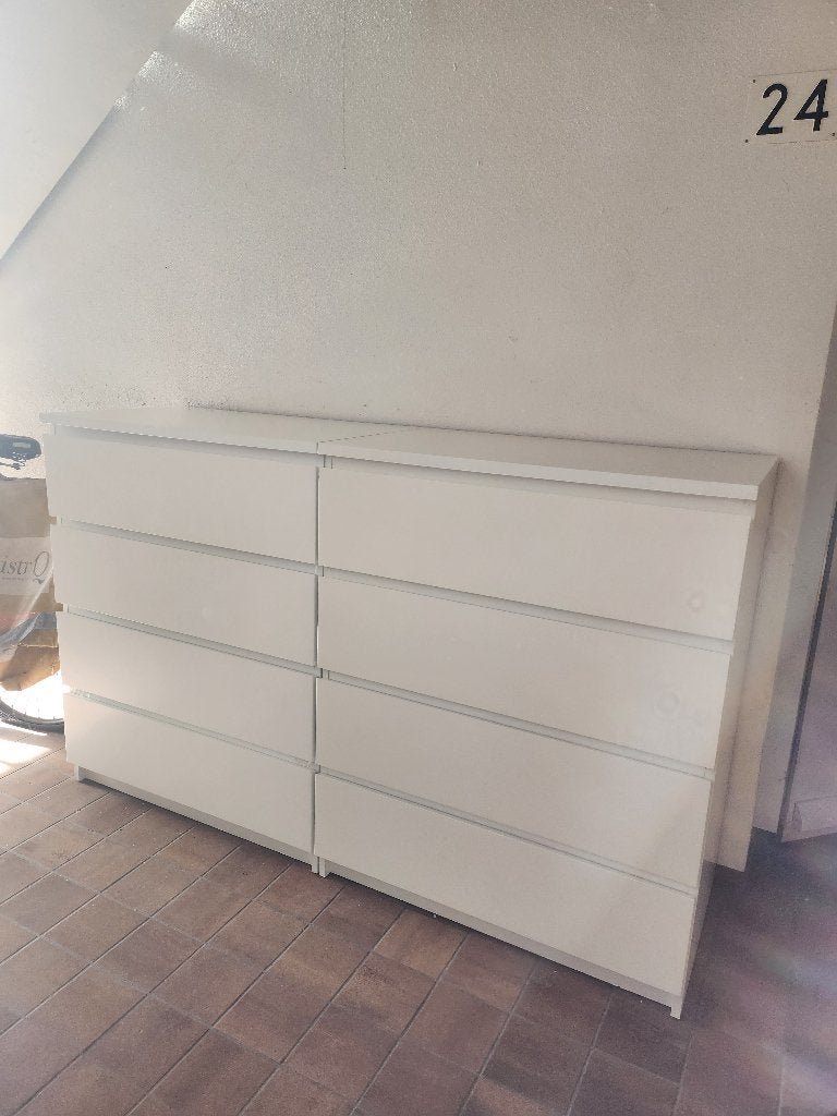 2 st. Ladekast Malm 4 lades wit, Ophalen, Overige materialen, Gebruikt, 100 tot 150 cm