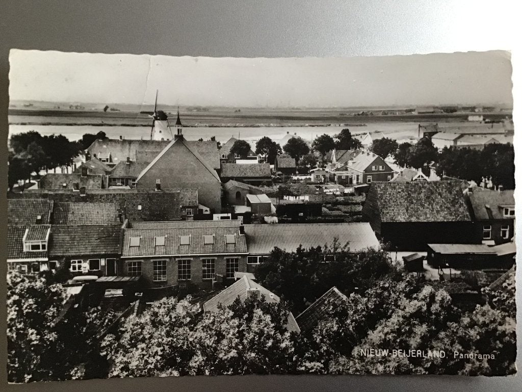 Oude ansichtkaart Nieuw-Beijerland Panorama 1964, Verzamelen, Ophalen of Verzenden, 1960 tot 1980, Gelopen, Zuid-Holland