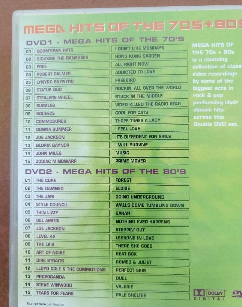 2DVD Mega Hits Of The 70 's 80 's, Alle leeftijden, Ophalen of Verzenden, Zo goed als nieuw