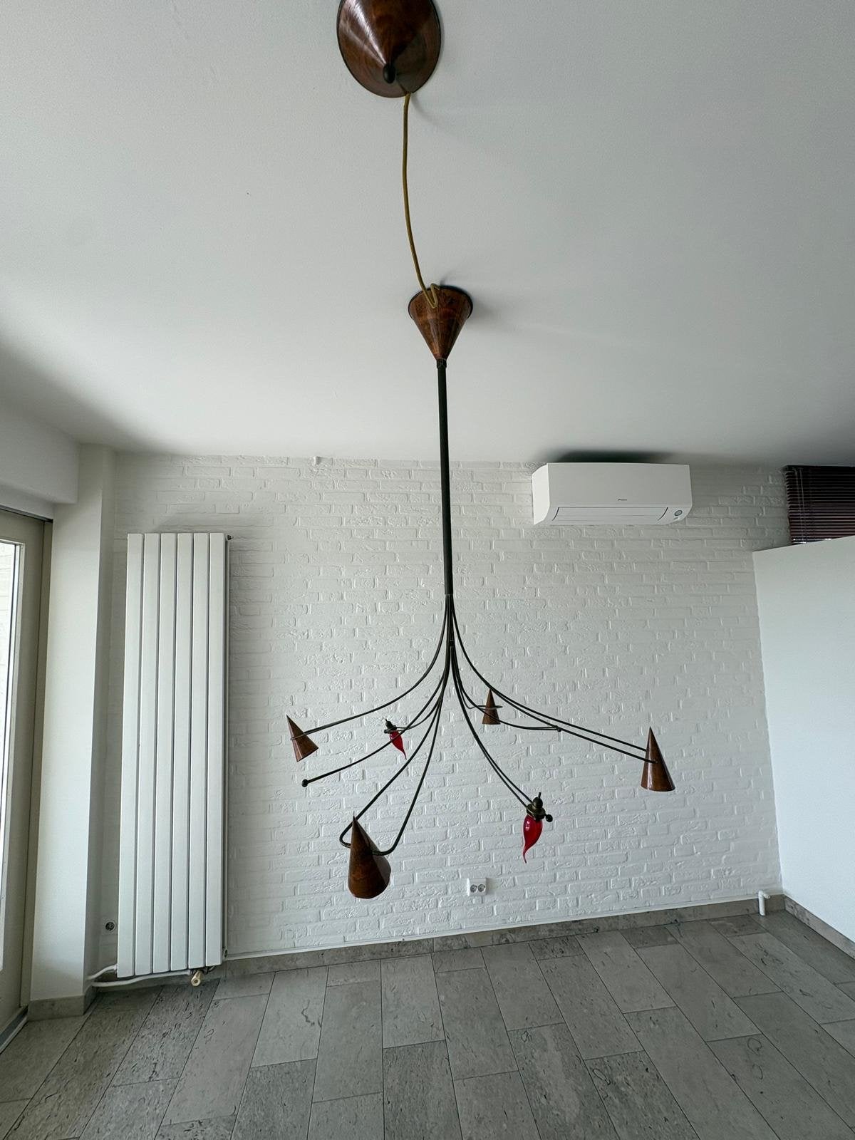 Unieke vintage hanglamp met koperen accenten, Ophalen, Gebruikt, Metaal