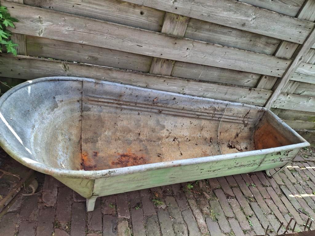 Oude zinken bad badkuip kuip, Antiek en Kunst, Ophalen