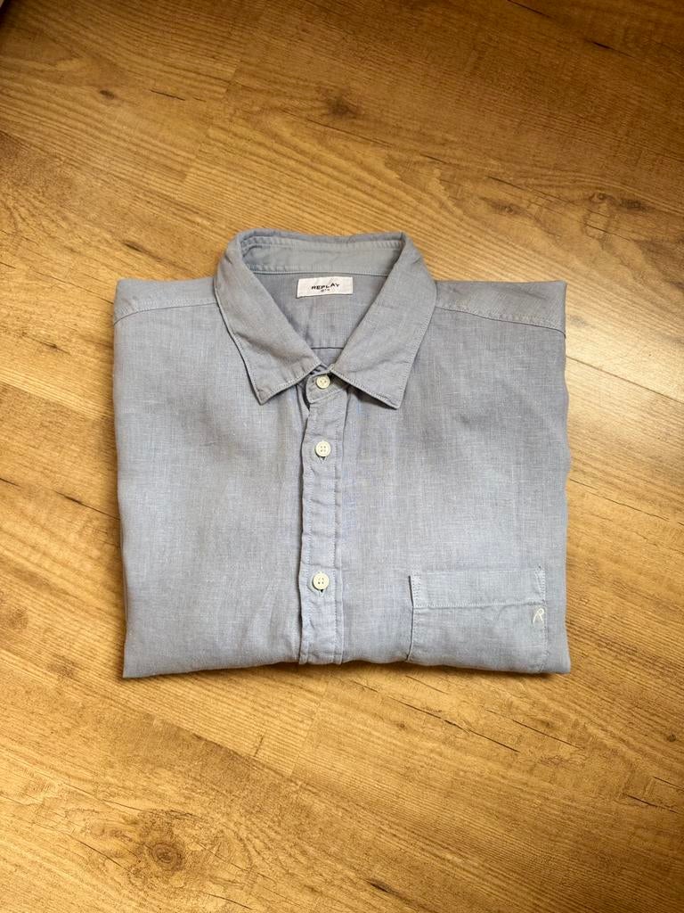 Replay overhemd 100% linnen ~ maat XL, Kleding | Heren, Ophalen of Verzenden, Zo goed als nieuw, Halswijdte 43/44 (XL)