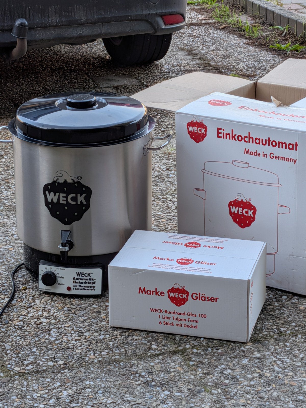 WECK Inmaakautomaat met 6 weckpotten van 1 liter., Ophalen, Gebruikt