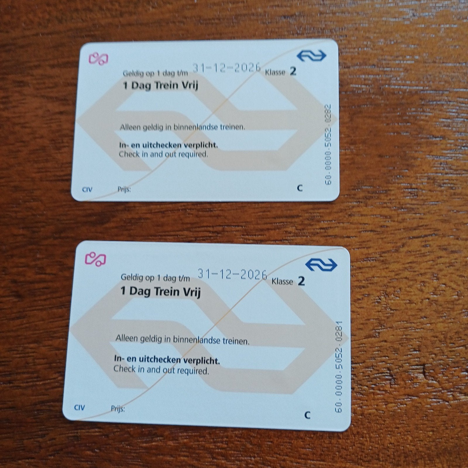 twee dag vrij reizen treinkaartjes, Twee personen, Trein, Algemeen kaartje