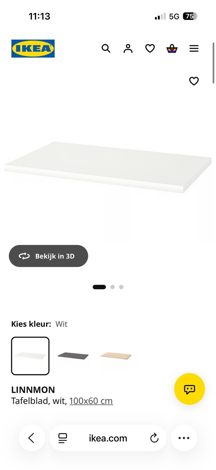 Ikea linnmon tafelblad/ bureau blad. 2 poten, Ophalen, Zo goed als nieuw