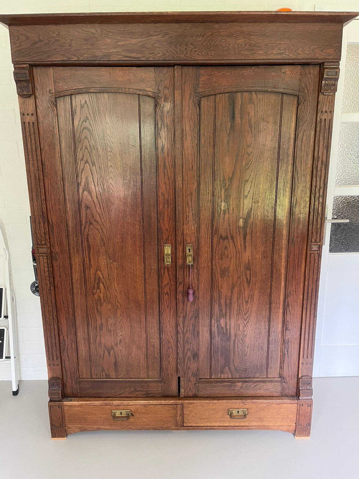 Antieke brood opberg linnen kast 197/134/50 planken en lade, Ophalen