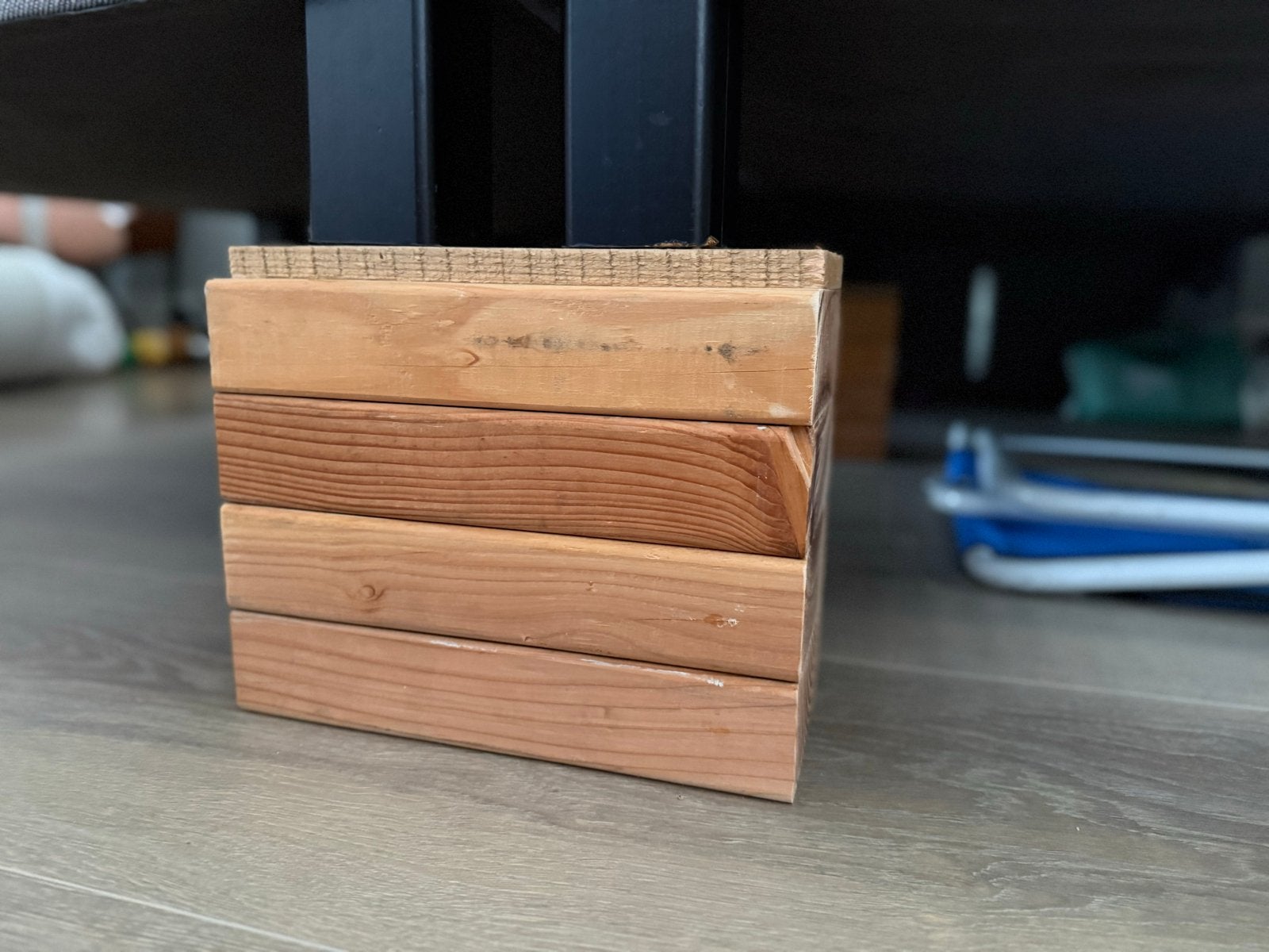 Bedverhogers / Bed op klossen/ boxspring, Ophalen, Gebruikt, Bruin, Hout