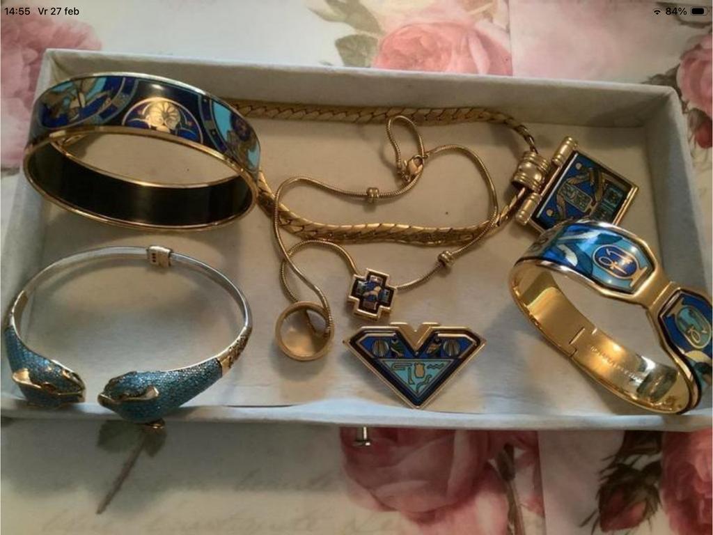 Vintage gouden sieraden Michaela Frey, Lapis Lazuli , goud, Sieraden, Tassen en Uiterlijk, Verzenden, Zo goed als nieuw, Met edelsteen