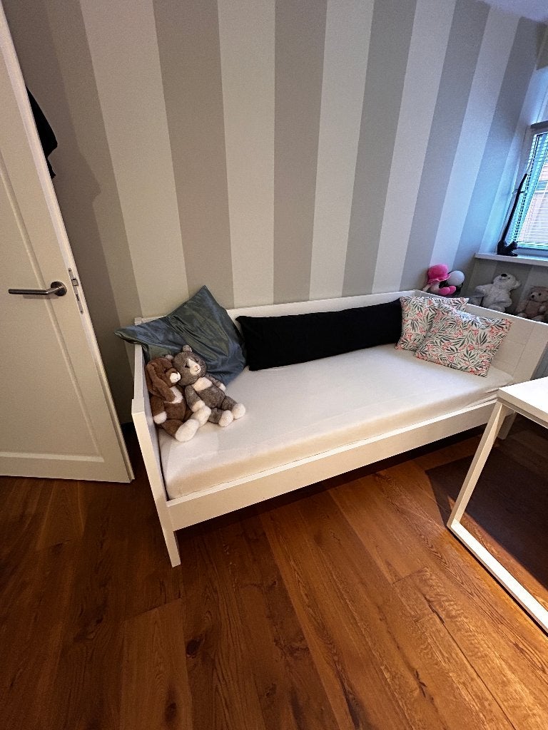1 pers. bed (zo goed als nieuw), Ophalen, 90 cm, Eenpersoons, Wit
