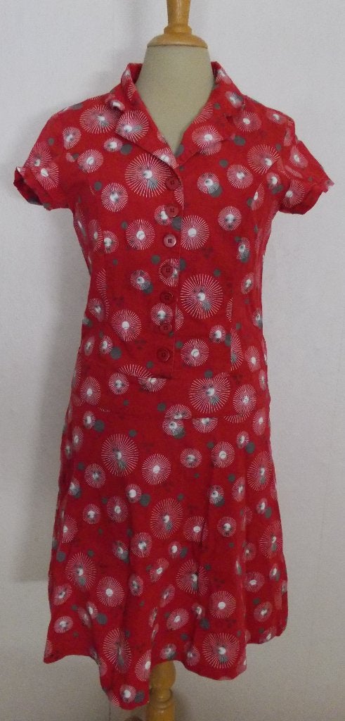 Leuk rood print jurkje van Skunk Funk! M, Maat 38/40 (M), Verzenden, Zo goed als nieuw, Knielengte