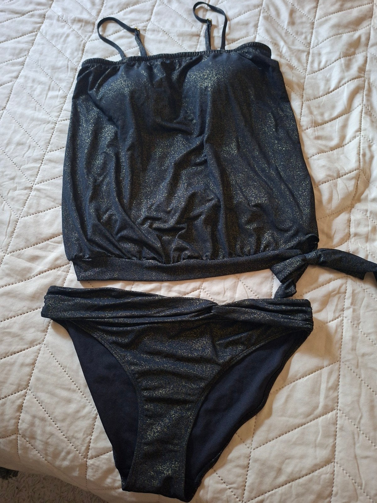 Zwart glitter tankini setje 42, Zwart, Ophalen of Verzenden, Bikini, Onbekend
