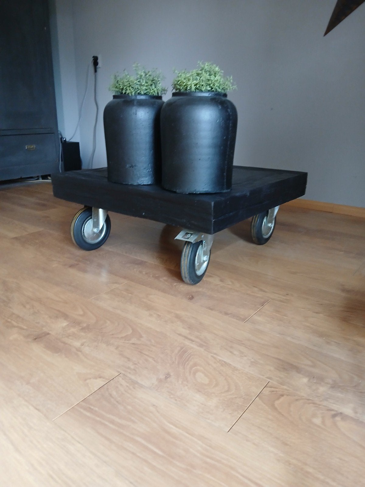 salontafel op wielen, Huis en Inrichting, Tafels | Salontafels, Ophalen, Gebruikt, 50 tot 100 cm, Vierkant