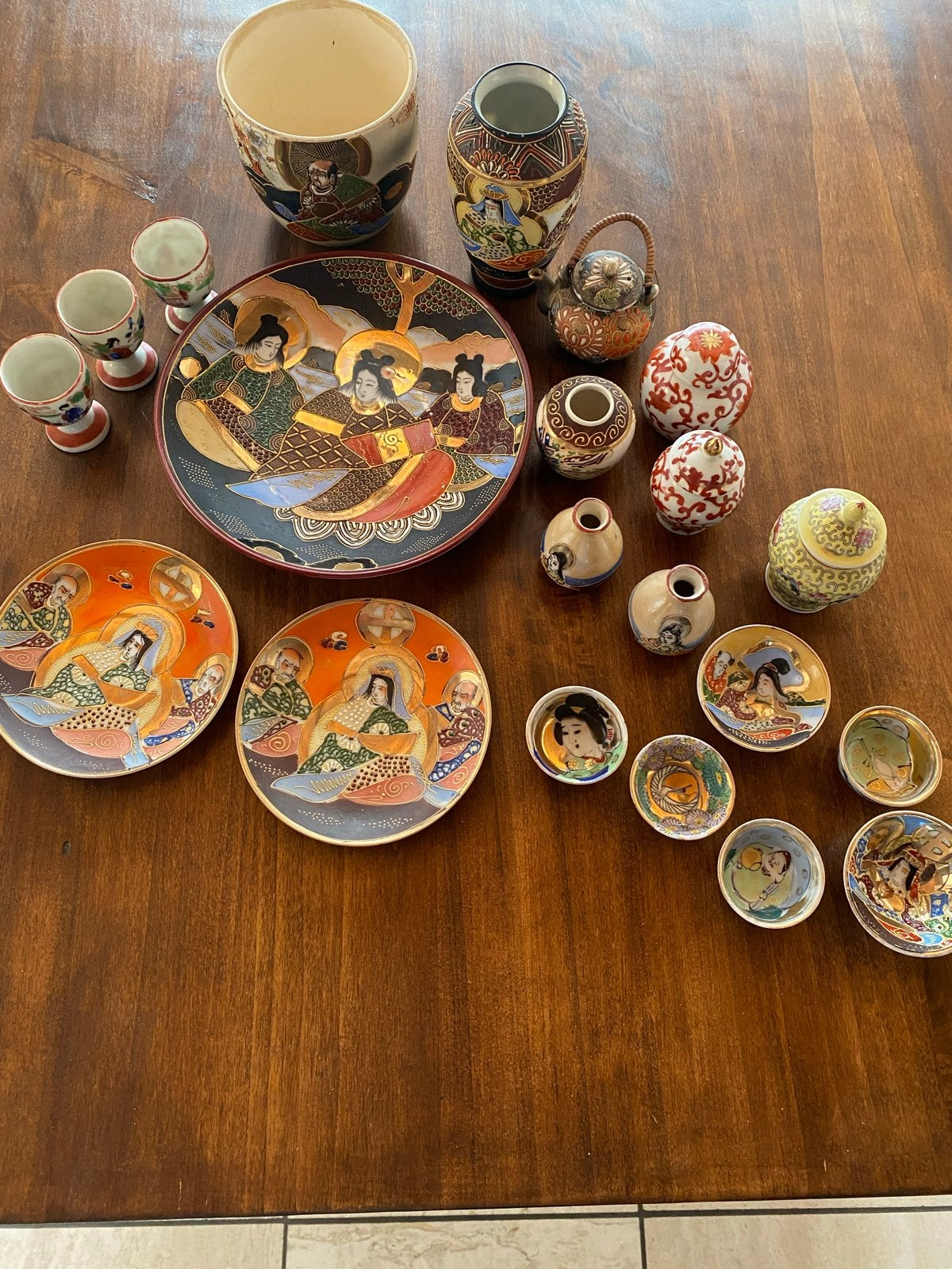 Prachtige Japanse Satsuma-stijl porseleinen set, Ophalen of Verzenden