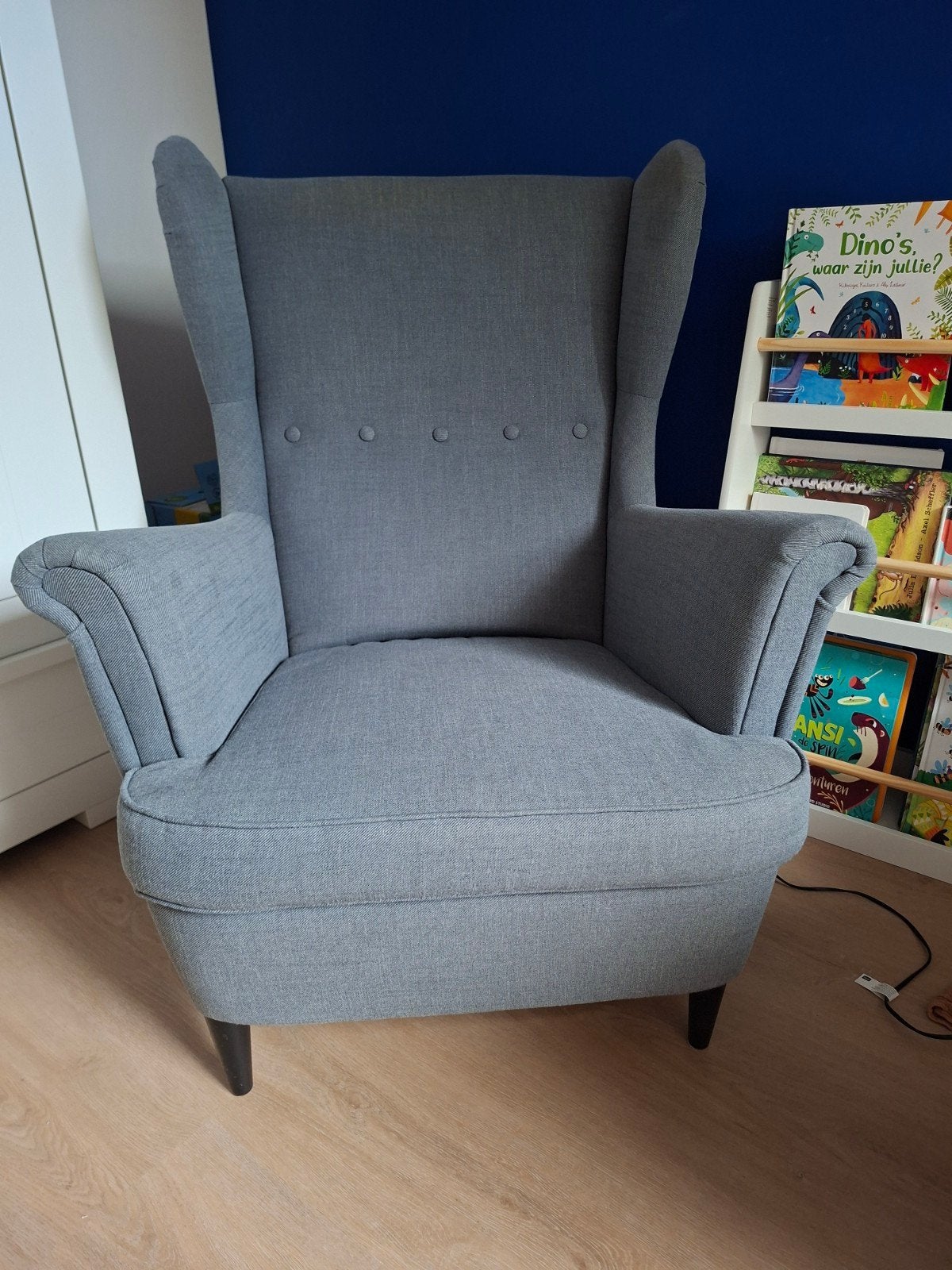 Grijze oorfauteuil - Comfortabele fauteuil, Ophalen, Gebruikt, 75 tot 100 cm, Klassiek, Tijdloos