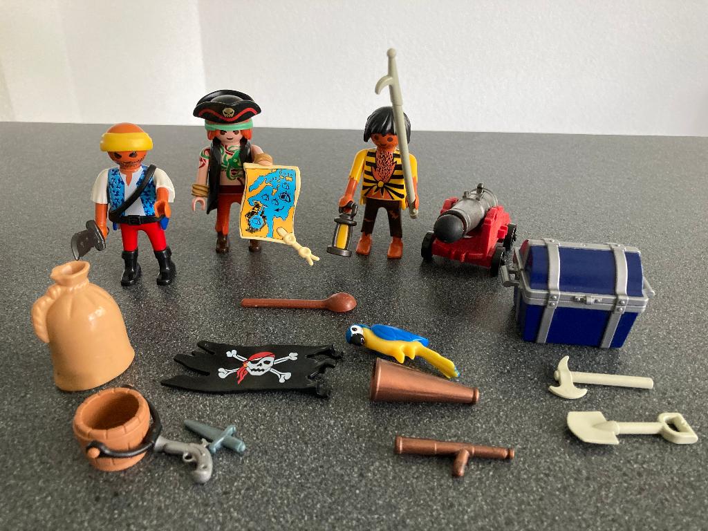 Playmobil piraten schatkist landkaart kanon munitie  wapens, Ophalen of Verzenden, Zo goed als nieuw, Complete set