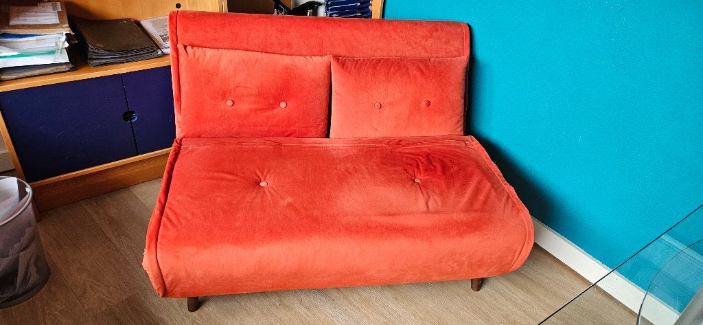 oranje slaapbankje, Ophalen, Tweepersoons, Oranje, 190 cm of minder