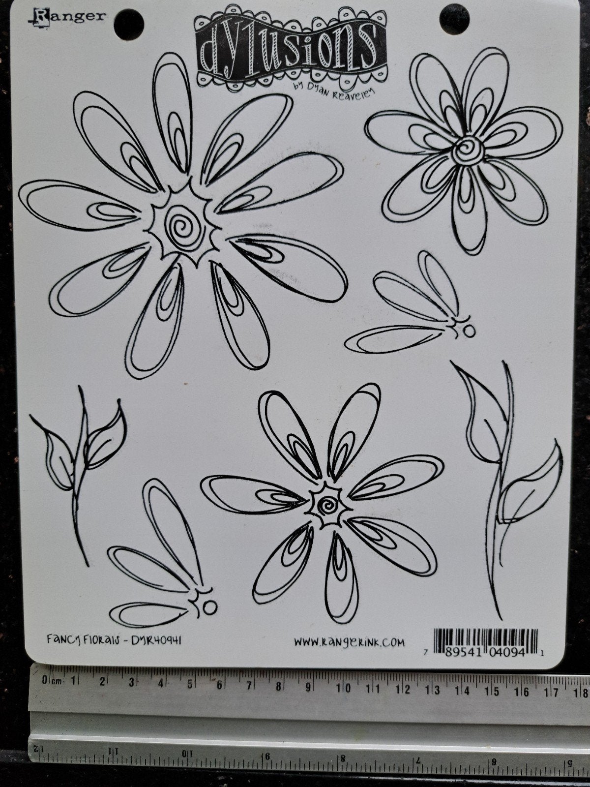 FANCY FLORALS RUBBER STEMPEL DYLUSIONS DYR40941 BLOEMEN ART, Ophalen of Verzenden, Zo goed als nieuw, EZ-mounted stempel