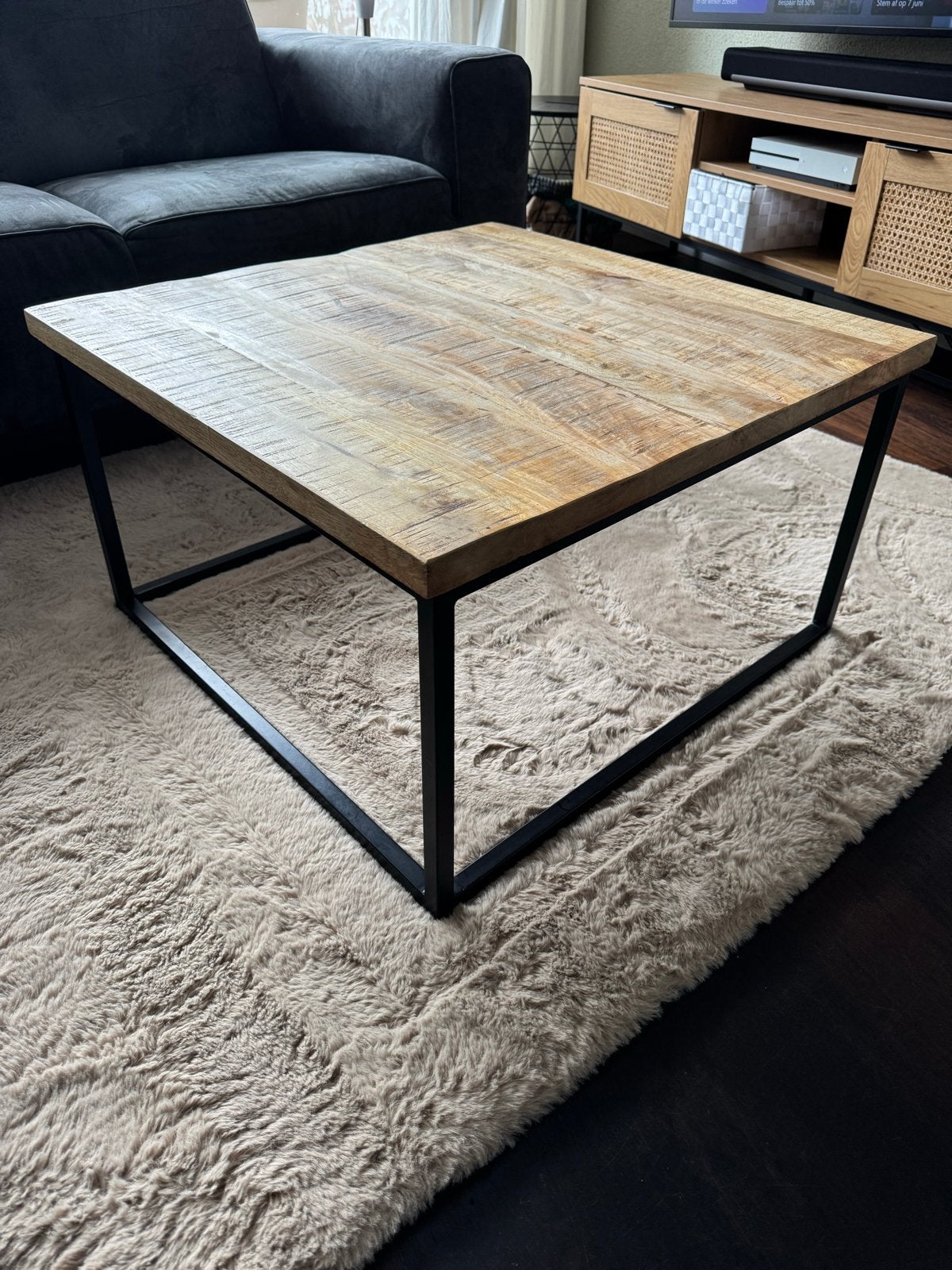 Mango houten salontafel 80x80x48 cm, Ophalen, Gebruikt, Vierkant, 50 tot 100 cm