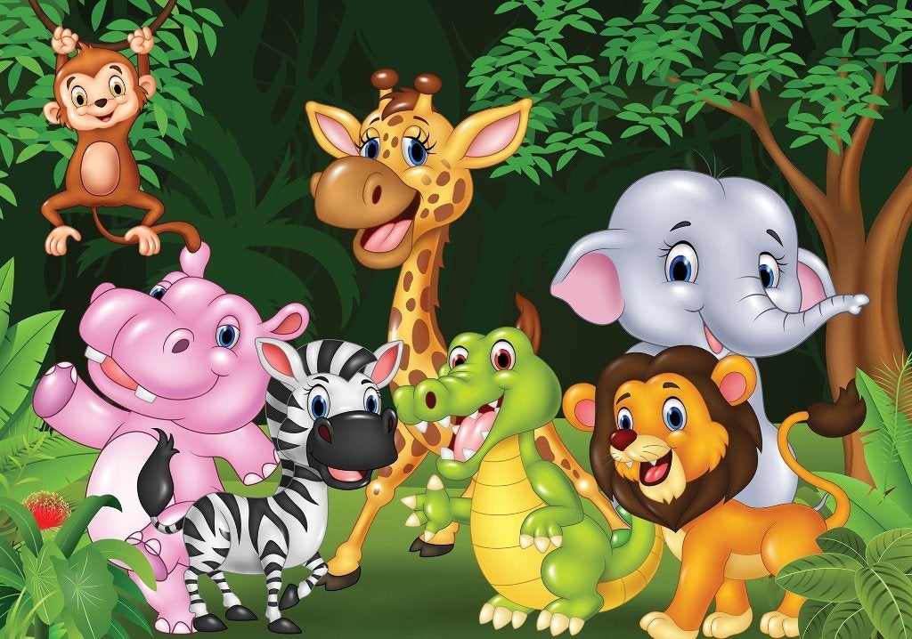 Fotobehang Dieren in het oerwoud, jungle vlies behang kind, Verzenden, Nieuw