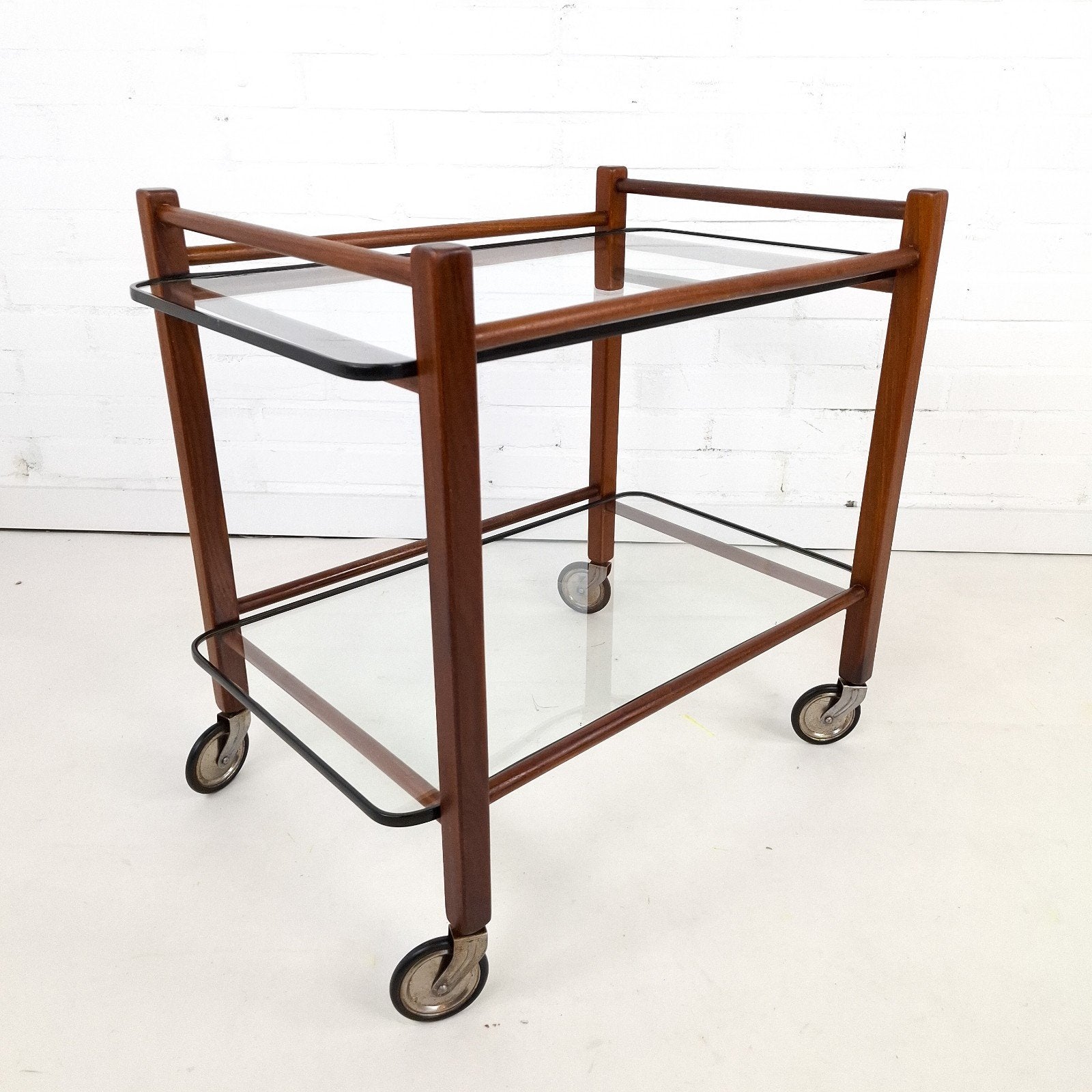 Vintage Coja theewagen teakhout & glas jaren 50/60, Ophalen of Verzenden