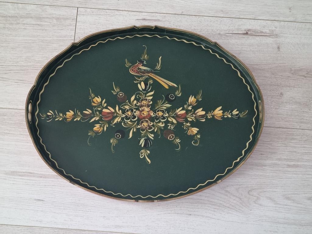 handbeschilderd dienblad en decoratieve melkbus, Huis en Inrichting, Woonaccessoires | Onderzetters, Ophalen of Verzenden, Gebruikt
