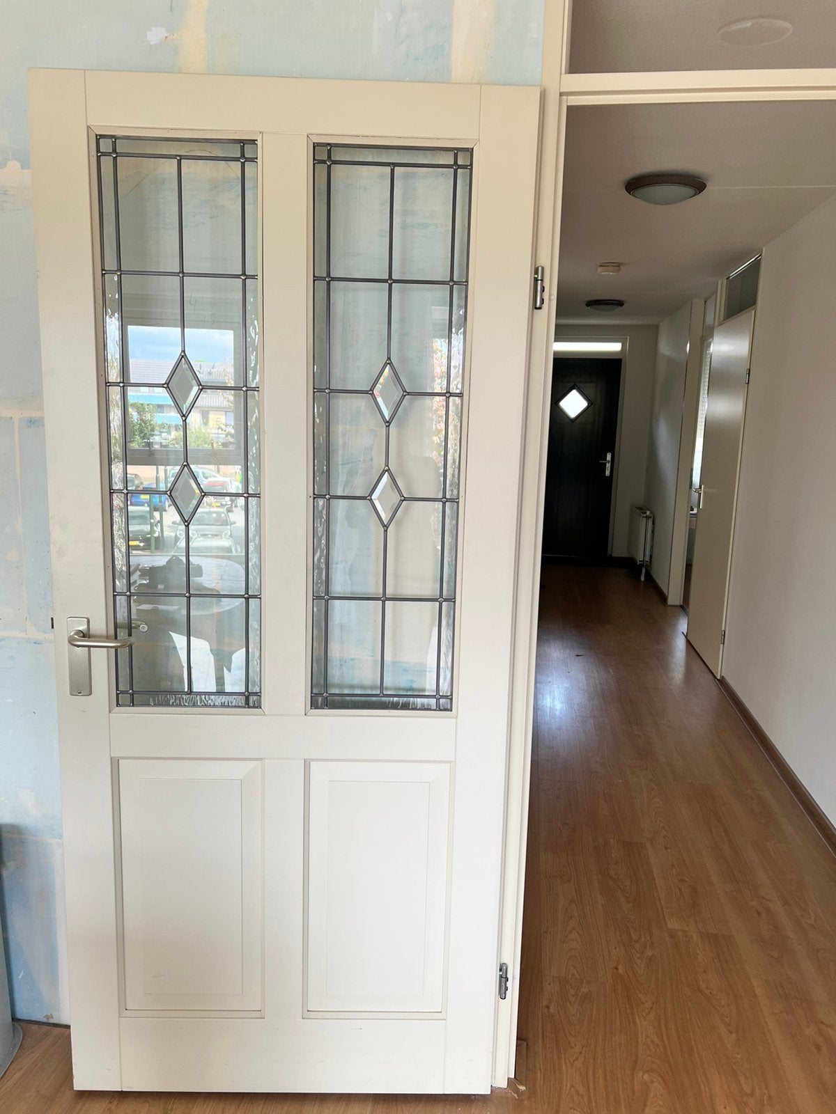 Opdekdeur met glas in lood, Doe-het-zelf en Verbouw, Ophalen, Binnendeur, 200 tot 215 cm, Glas