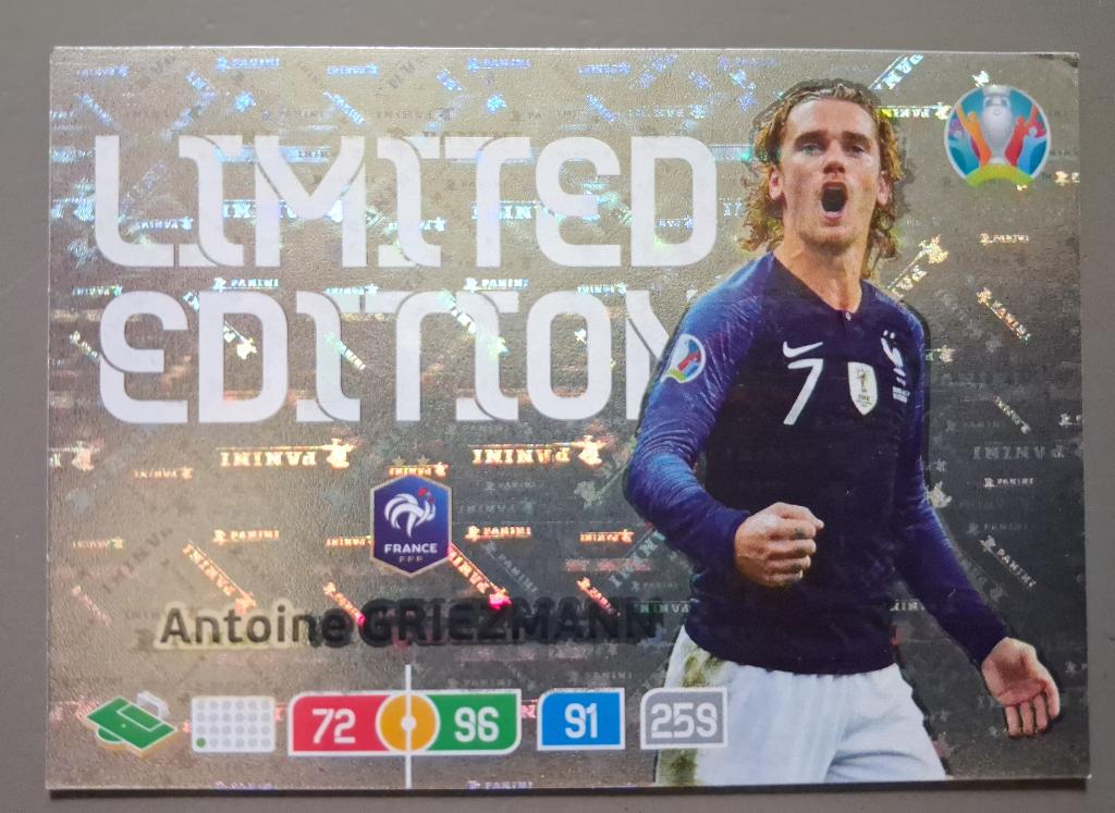 Adrenalyn XL UEFA Euro2020 Antoine Griezmann Limited Edition, Ophalen of Verzenden, Gebruikt, Losse kaart, Foil
