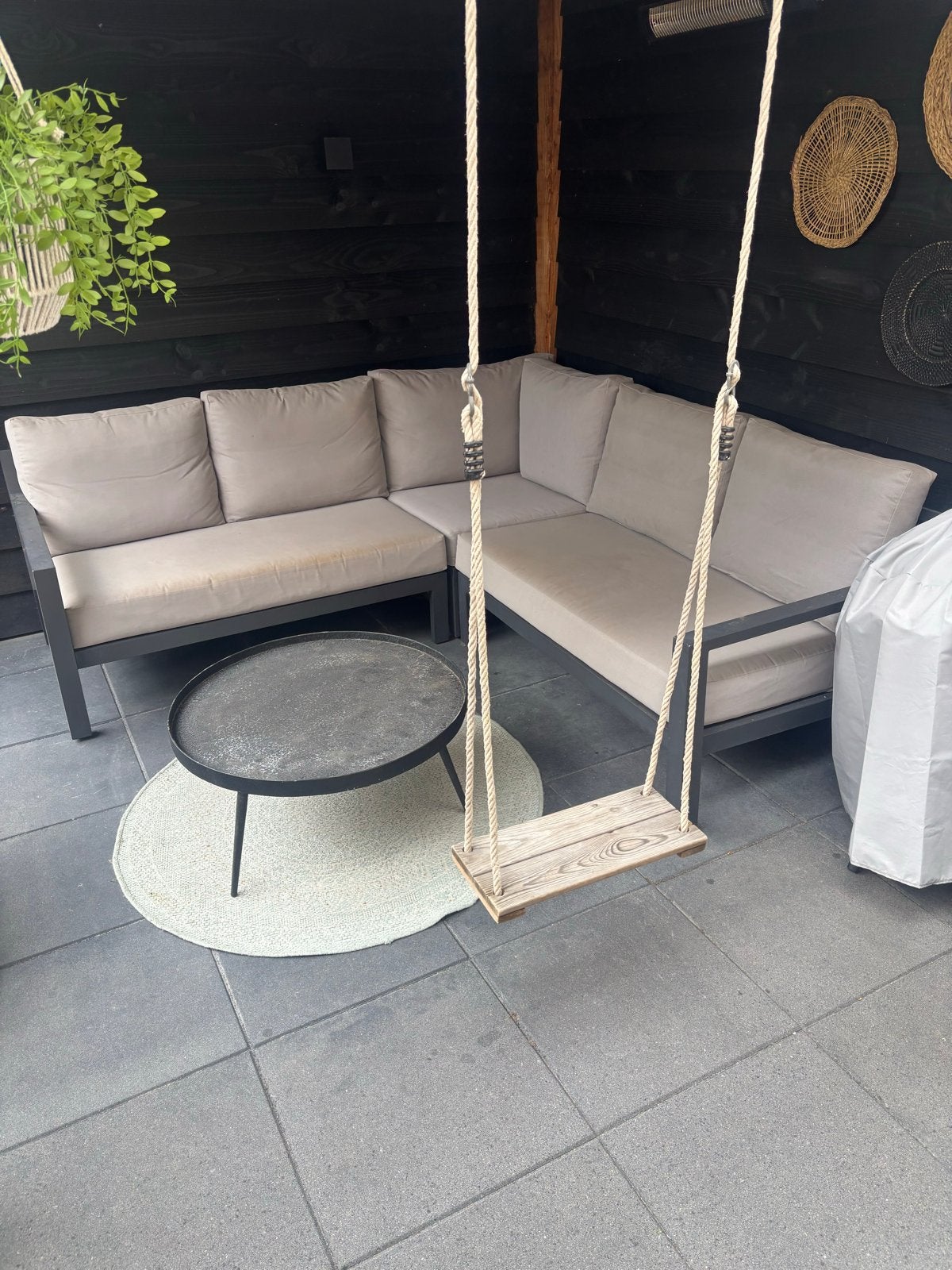 Moderne aluminium loungebank met losse stoel, Ophalen, 5 zitplaatsen, Gebruikt, Aluminium