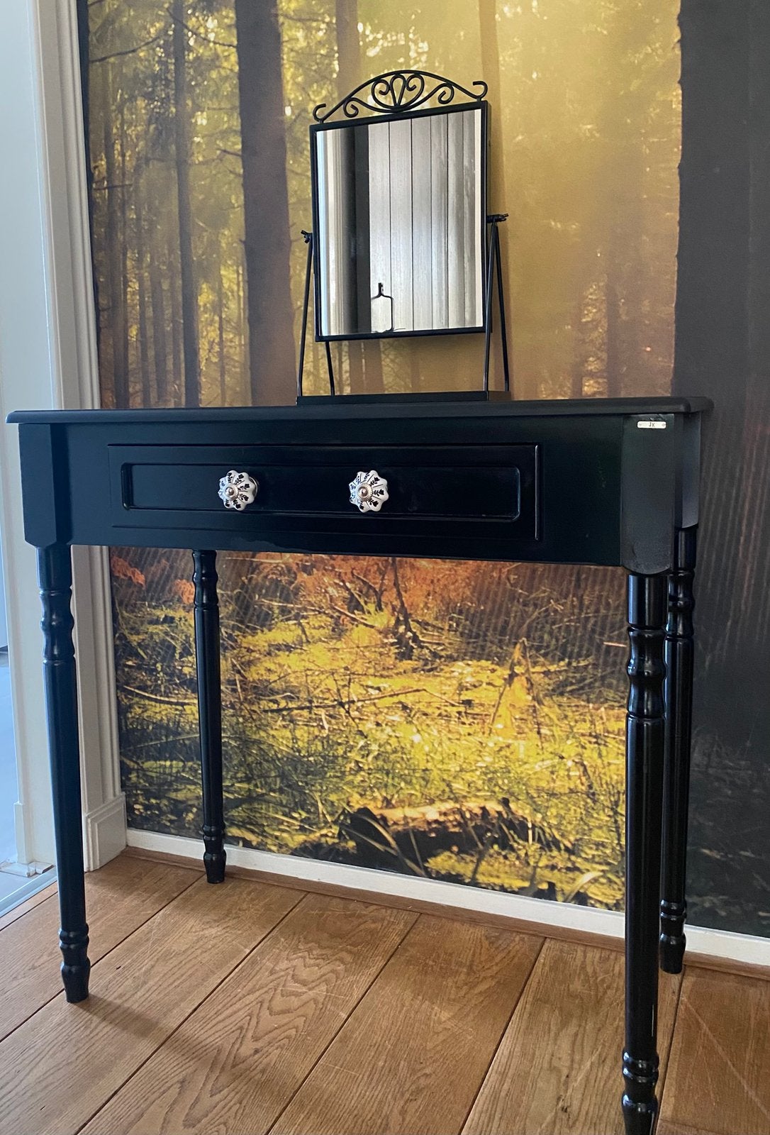Mooie sidetable/ kaptafel met spiegel - zwart, Ophalen, Gebruikt, 50 tot 100 cm, 25 tot 50 cm